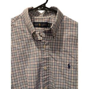 Polo Ralph Lauren Pink & Blue Plaid Long Sleeve Button Down Shirt Men’s Size MED